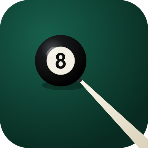 PoolDesk's icon: a cue stick and eight ball on a dark green emblem